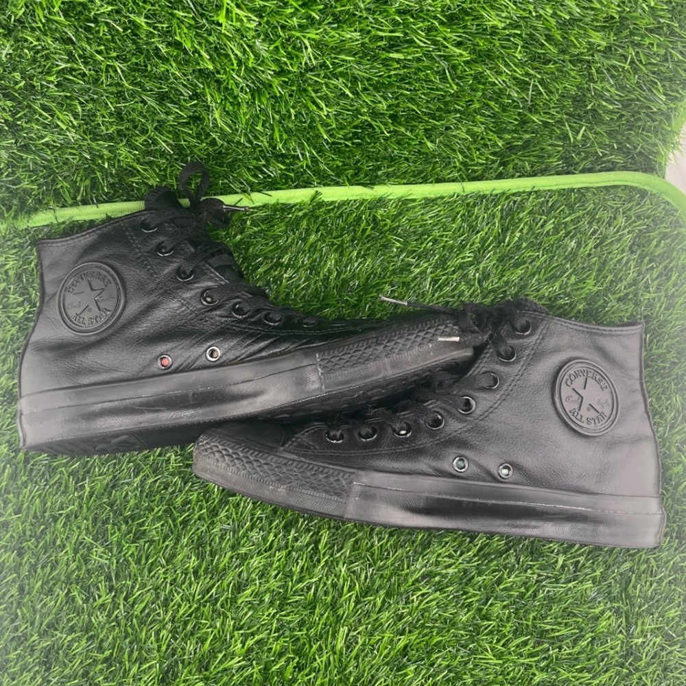 Converse Chuck Taylor All Star Leather High Top Sneakers Black Mens 7.5 Womens 9 - Picture 12 of 12